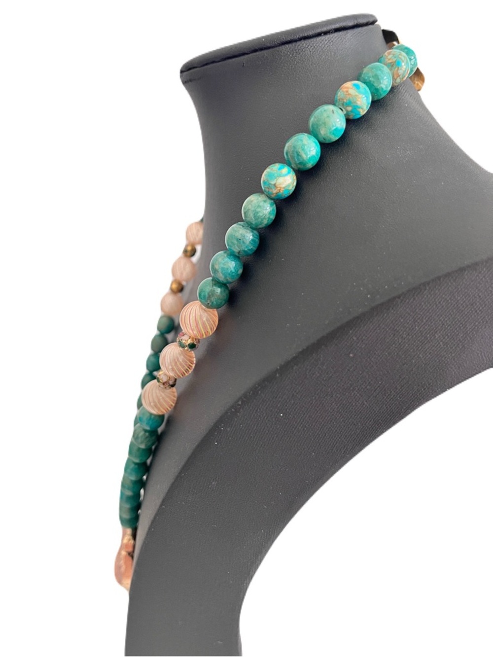 NEW Mary Kent Designs Green Amazonite, Pink Lemonade Druzy Geode Geode Necklace - Picture 6 of 9